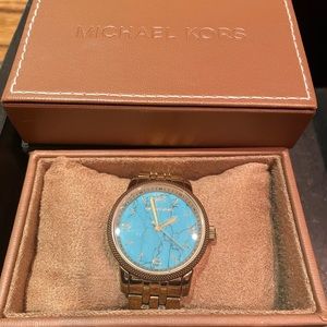 Michael Kors MK-5894 Turquoise face gold band